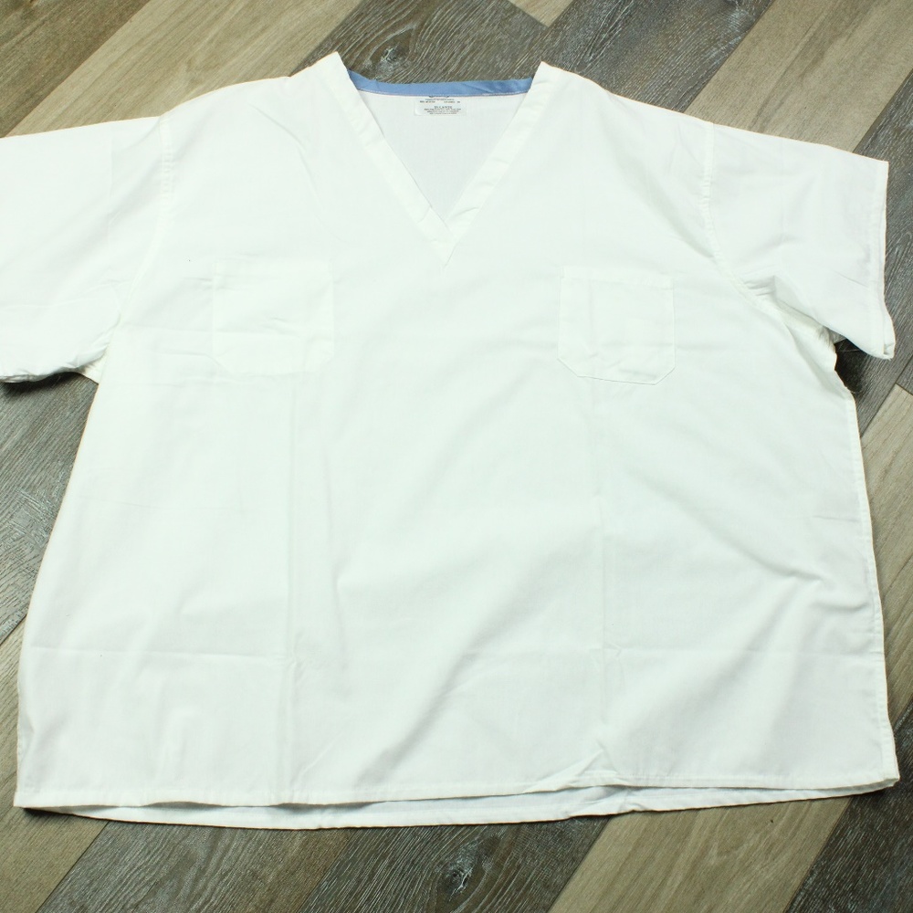 Unisex Reversible white Scrub Top show sleeve 3x